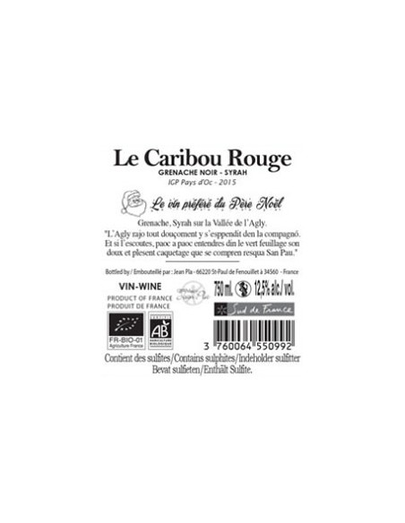 Vin Bio Le Caribou Rouge 2017 - Maison Jean Pla - Chai N°5