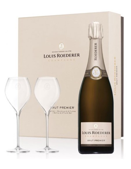 Coffret Brut Premier + 2 Coupes - Louis Roederer - Chai N°5