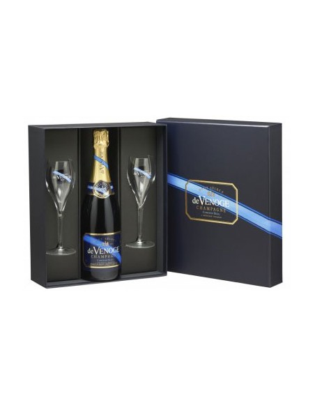 Coffret Brut Cordon Bleu + 2 Coupes - De Venoge - Chai N°5