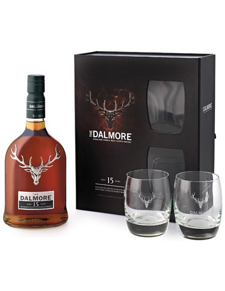 Whisky The Dalmore 15 ans en Coffret + 2 Verres - Chai N°5