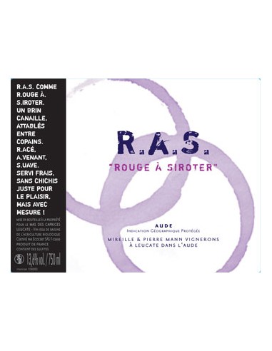 Vin Rouge A Siroter (R.A.S.) 2016 - Mas des Caprices - Chai N°5