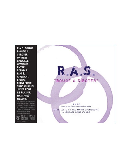 Vin Rouge A Siroter (R.A.S.) 2016 - Mas des Caprices - Chai N°5
