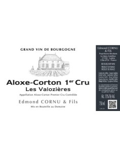Vin Aloxe-Corton 1er Cru 2018 Les Valozières - Domaine Edmond Cornu - Chai N°5 2