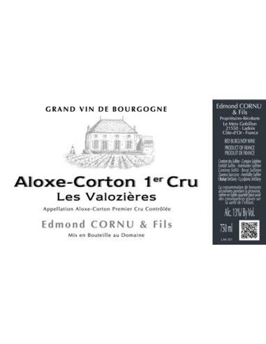 Vin Aloxe-Corton 1er Cru 2018 Les Valozières - Domaine Edmond Cornu - Chai N°5