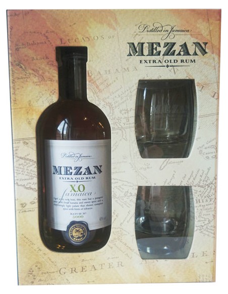 Rhum Coffret Mezan X.O. Jamaïca + 2 Verres - Chai N°5