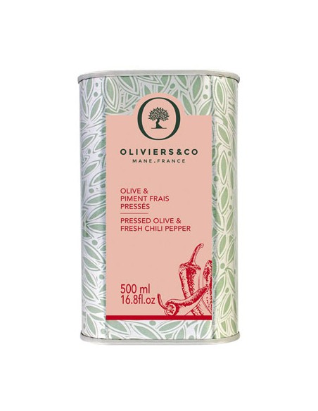 Huile d'Olive & Piment Frais Pressés 500 ml - Oliviers & Co - Chai N°5