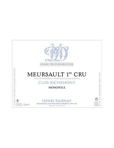 Vin Meursault Premier Cru Clos Richemont Monopole 2015 - Henri Darnat - Chai N°5