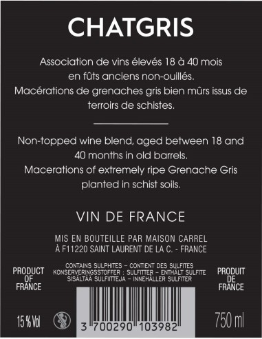 Vin Chat Gris Vin Orange - Jeff Carrel - Chai N°5