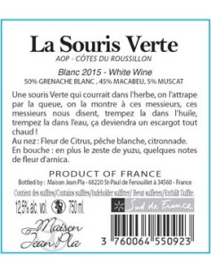 Vin Bio La Souris Verte 2017 de la Maison Jean Pla - Chai N°5 2