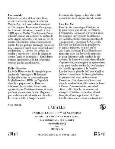 Eau de Vie Blanche d'Armagnac - Château Laballe - Chai N°5