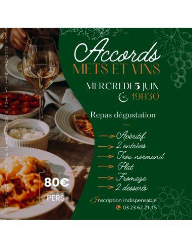 Soirée Accords Mets & Vins le 5 Juin 2024