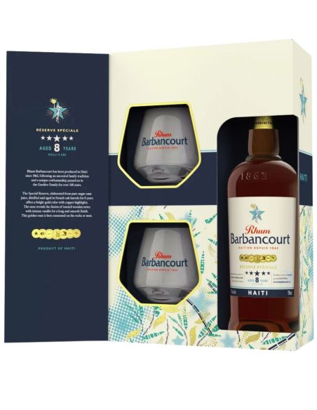 Rhum Coffret Barbancourt 5 étoiles 8 ans + 2 Verres - Chai N°5