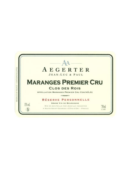 Vin Maranges 1er Cru Clos des Rois - 2015 - Aegerter - Chai N°5