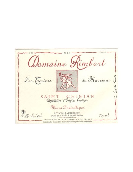 Les Travers de Marceau - 2014 - Domaine Rimbert - Chai N°5