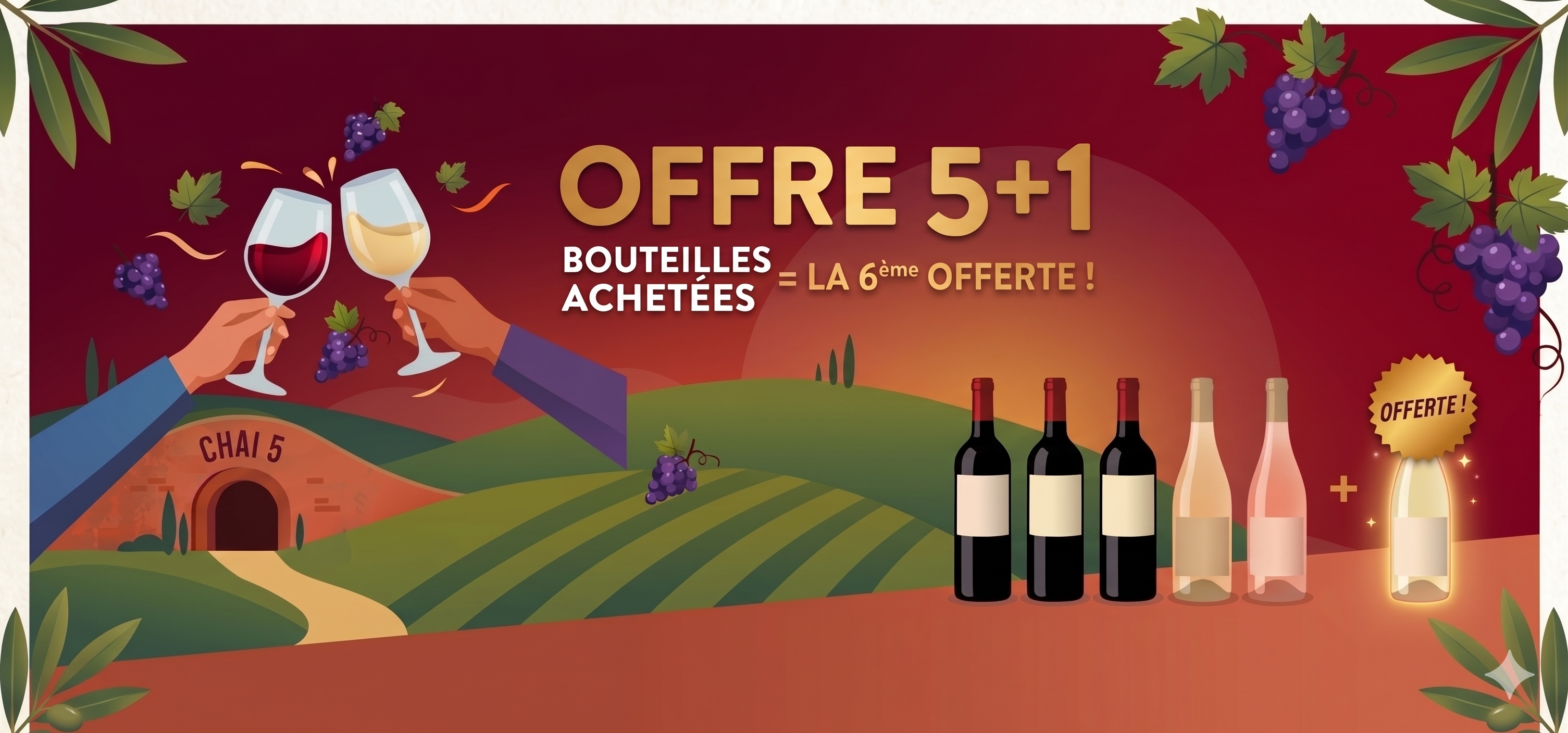 Offre 5+1 Château Viranel — 5 bouteilles achetées, la 6ème offerte