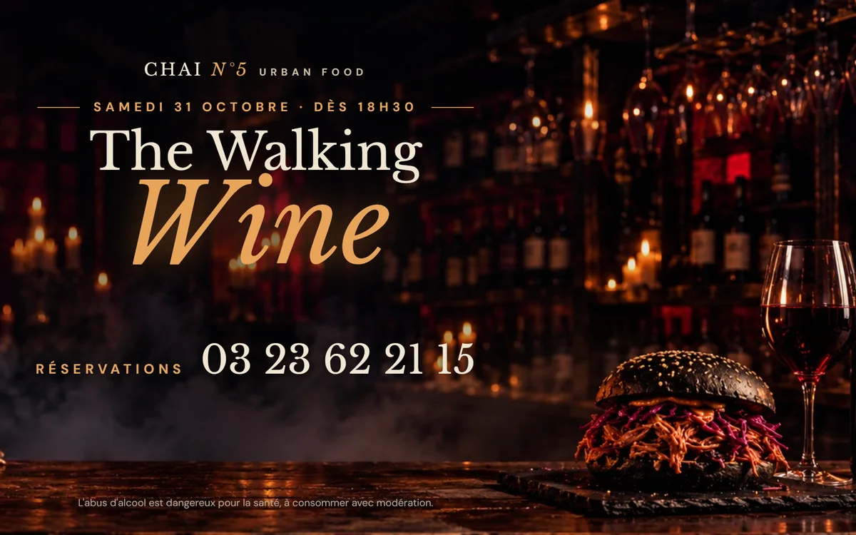 Affiche de la soirée Halloween The Walking Wine, samedi 31 octobre dès 18h30 à Urban Food